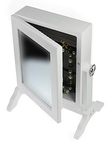 Preisvergleich Produktbild Monsterzeug Kleiner Schmuckschrank mit Spiegel, Aufbewahrung für Ketten und Ringe, Miniatur Schränkchen mit Spiegeltür für Schmuckstücke
