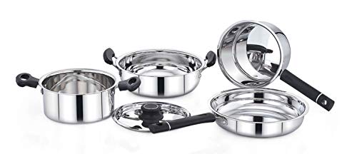 Image of Twin Birds Charm 5 PCS COOKWARE Set - (Saucepan 18 cm, Stock Pot 18 cm, FRYPAN 22 cm, KADAI 22 cm & LID 18 cm)