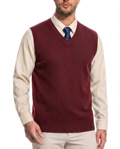 Men’s V-Neck Sleeveless Sweater Vest – Solid Black Knit Vest for Men, Classic Pullover Style, Mens Sweater Vest