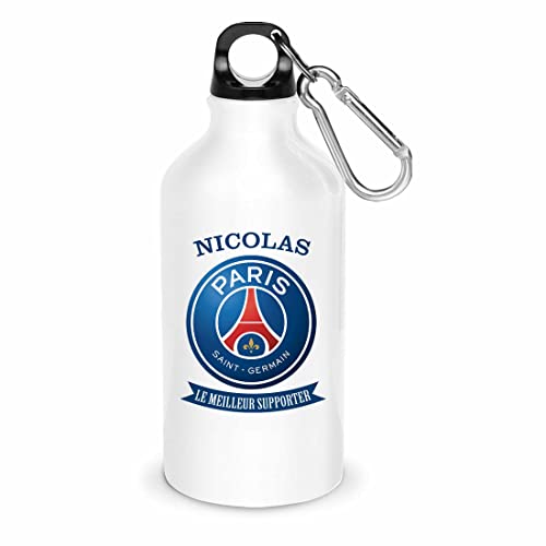 Gourde foot PSG personnalisée prénom - Bidon Paris Saint Germain - Fan du PSG - Supporter - Supportrice