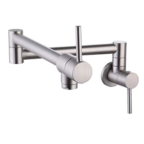 70% Off Discount Kitchen Pot Filler Faucet Lead-Free Brass Double Joint Swing Arm Folding Sink Faucet Articulating Wall Mount Two Handle (Brushed Nickel) 70% Off Discount Kitchen Pot Filler Faucet Lead-Free Brass Double Joint Swing Arm Folding Sink Faucet Articulating Wall Mount Two Handle (Brushed Nickel)