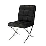 Christopher Knight Home Milania Modern Button Tufted Leather Dining Chairs, 2-Pcs Set, Black / Silver