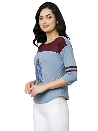 Image of OM SAI LATEST CREATION Women's New 3D Printed Lycra 3 /4 Sleeve Regular Fit Office wear,Casual wear Western Top