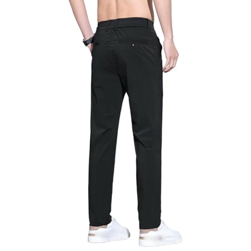 Pantalon d'été fin fluide en soie glacée homme pantalon léger ajusté noir