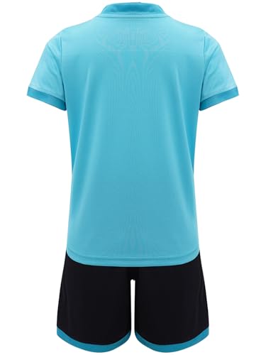 Kids Sport Shorts Sets Boys Football Sports Uniform Soccer Jersey T-shirt With Shorts Set Training Suits Sky Blue 9-10 Years4