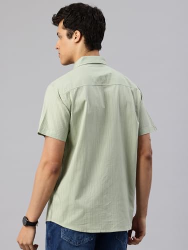 Image of Majestic Man Men's Pure Cotton Dobby Weave Checks Slim Fit Half Sleeve Casual Shirt