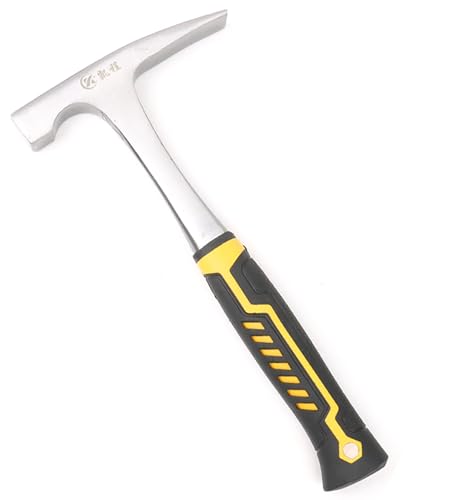 Martillo geológico con mango absorbente de golpes, martillo de punta grande de 31 onzas con poliuretano antideslizante para caza de rocas, exploración geológica, prospecto, minería (cabeza plana)