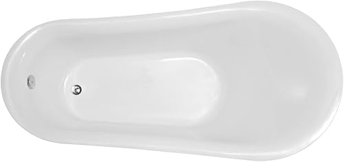 Miniatura 2 de Talyah - Bañera de hidromasaje ovalada moderna e independiente de 71 pulgadas de acrílico blanco brillante + fibra de vidrio, bañera de hidromasaje