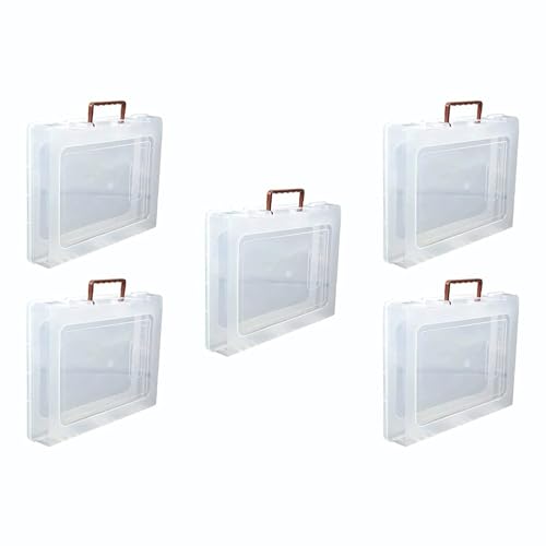 Image of Multipurpose Plastic Rectangular Storage Boxes with Locks and Handle Matte Finish for Saree, Laptop, Books (Set of 5, Dulhaniya)