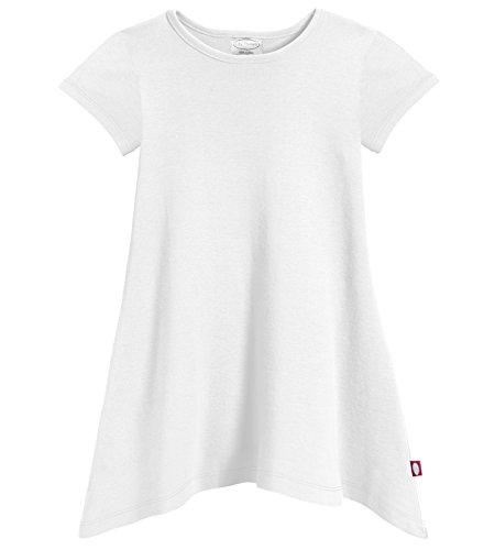 City Threads Girls' Shark Bite Short Sleeve Tunic Top Blouse Shirt Stylish Modern All Cotton for Sensitive Skins SPD Sensory Friendly, White, 10