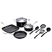 Juego de cacerolas de 10 piezas, color negro