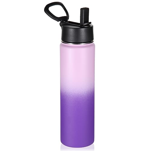 Volhoply 24 Ounce Insulated Water Bottle with Straw Lid,Stainless Steel