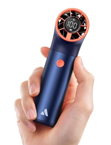 Image of Aecooly Portable Handheld Fan, Powerful Turbo Mini Fan, 19000 RPM High Speed Aero Ultra, 11.5H Max Cooling Time, 7 Speeds Aluminum Case, Pocket Rechargeable Personal Small Travel Gifts for Women-Blue