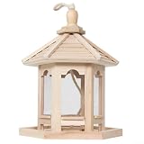 Mangiatoia per uccelli in legno da appendere in configurazione esagonale con filo da 27 cm per Bluebirds Robins e uso stagionale