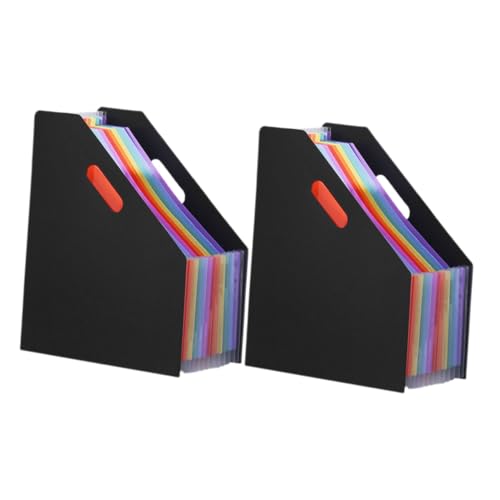 HORIALENCE 2個 対応 大容量縦型アコーディオンファイル プラスチック製 書類整理 オーガナイザー オフィス 学校 家用 ファイル収納ケース