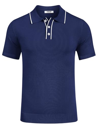 COOFANDY Mens Knit Polo Shirts Short Sleeve Vintage Stretch Polo T Shirts Casual Summer Golf Shirts2
