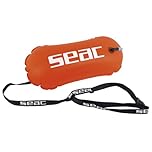 SEAC Boa Compact – Boa Gonfiabile da Nuoto in Mare e Acque Libere con Cintura Regolabile, 28x57 cm – Galleggiante ad Alta Visibilità Arancione