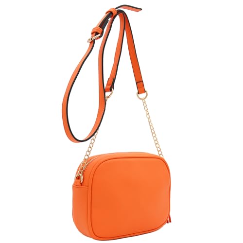 Image of FashionPuzzle Chevron Quilted Crossbody Camera Bag with Chain Strap and Tassel