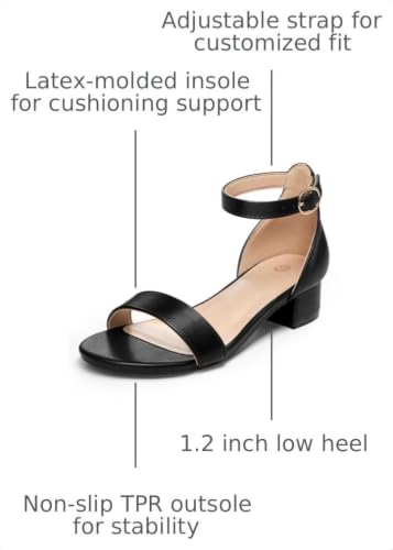 Image of K KomForme Girls Sandals Low Heels Dress Pump Ankle Strap Open Toe Wedding Party Shoes(Toddler /Little Kids /Big Kids)