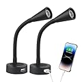 acegoo 12V LED Reading Light RV Dimmable Reading Lamp with USB Charger 12 Volt Flexible Goosneck Light for Boat Camper Van Trailer Interior Lighting, Hard-Wired Surface Mount, 2-Pack