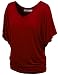 LL WT1038 Womens V Neck Short Sleeve Dolman Top XXL WINE