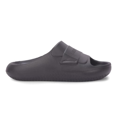 Image of Liberty A-HA DAILYWALK Slippers for Men - Black & Dark Grey EVA Slip-On Casual Slippers | Soft Moulded Footbed, Lightweight Footwear for Home, Casual, Errands, Garden, Daily & Outdoor Wear