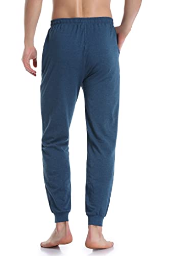 Colorfulleaf Mens Sleep Pants Cotton Jogger Men Pj Bottoms Men's Pajamas Lounge Sweatpants Lightweight With Pockets Pijama Soft Pant Pyjamas Elastic(1 Pack Dark Blue,M) #TOP3