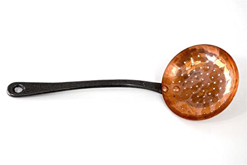 Ecumoire en cuivre 11 cm pour confiture manche en fonte - Le Comptoir de la Conserve