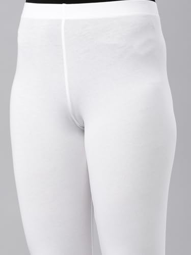 Image of GO COLORS Soft Cotton Stretch Cropped Leggings for Women | Breathable, Mid Rise