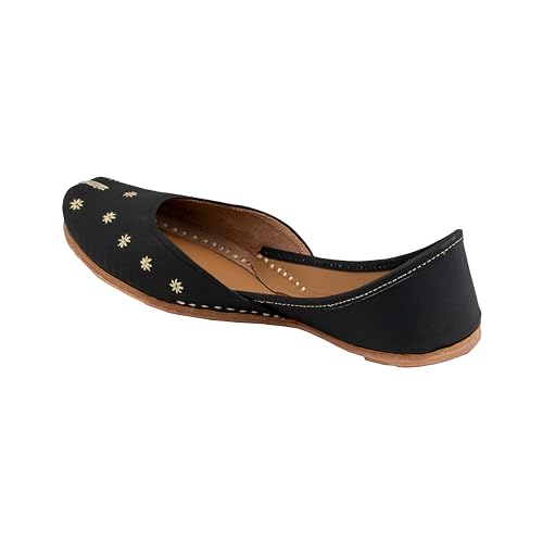 Image of KORAKARI Women's Traditional Ethnic Amber Punjabi Jutti, Leather Flat Comfortable Mojaris for Girls