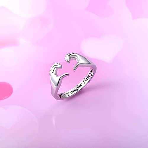 Fookduoduo Hug Rings for Women Sterling Silver Adjustable Love Ring Always with You Jewelry Rings Couples Bands Hugging Ring for Women Teen Girls3