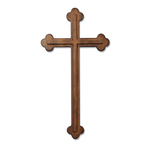 Cruz de Jesús de madera tallada con acabado rústico vintage de alta calidad