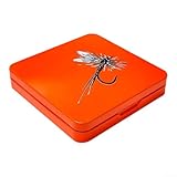 Solaughguy Köderbox zum Fliegenfischen aus Metall mit unterteilten Schwammfächern zur Aufbewahrung von Trockenfliegen, 10 x 10 x 1,8 cm, Blau/Orange/Schwarz, 58 g (Orange)