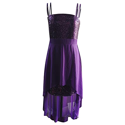 Ruziyoog Women Plus Size Sexy Cami Dress Summer Sequin Party Cocktail Evening Long Dresses Elegant High Low Prom Gown Purple #TOP4