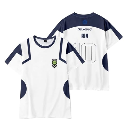 Cos-Animefly Mens Soccer Cosplay Jersey Short Sleeve T-Shirt Top by Blue Team Uniform Halloween