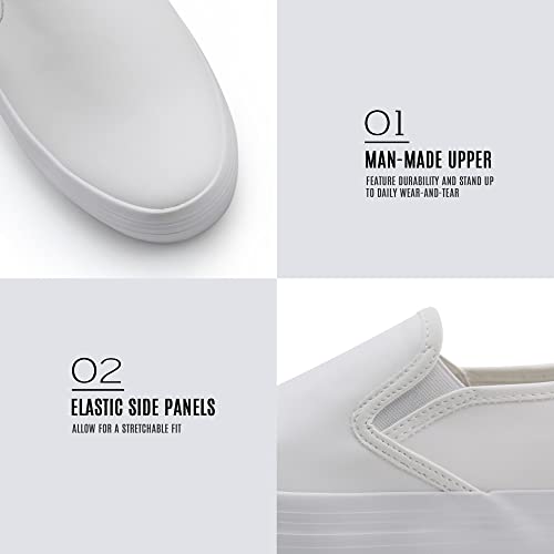 Jabasic Womens Fashion Sneakers Casual Slip On Platform Shoes Loafers(9.5 New,White) #TOP3