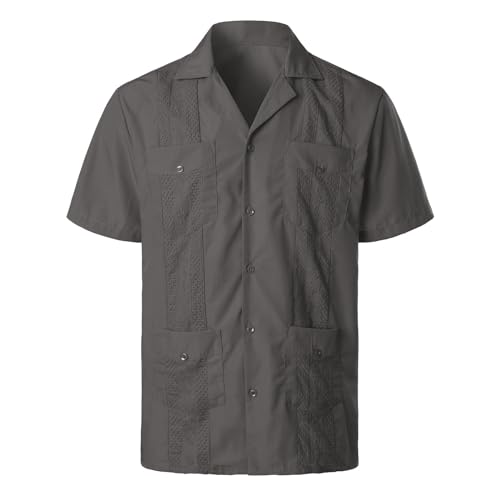 T-Shirt à Manches Courtes Boutonné Homme avec Poche Poitrine et Col à Revers