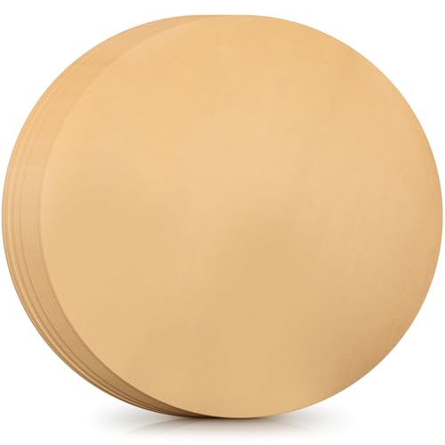 Sawysine 150 Pcs 16 Inch Round Parchment Paper Natural Unbleached Parchment Paper Sheets Non-Stick Precut, Ideal For Baking, Cooking, Grilling, Air Fryer And Steaming Brown