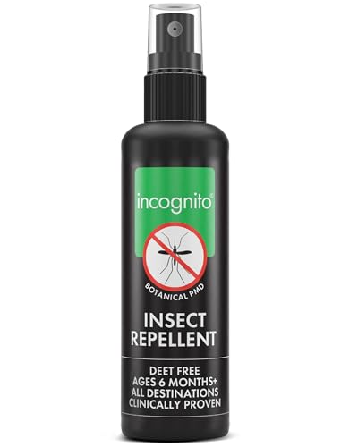 Incognito Insect Repellent Spray, 100ml - Natural DEET Free, Shields from Wide Range of Biting Insects. Clinically proven protection from Ticks & Dengue carrying mosquitoes, Organic Mosquito Repellent