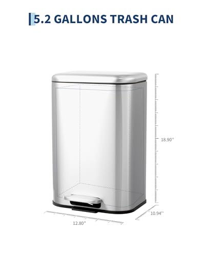 Caneca de basura rectangular de acero inoxidable 20L miniatura 2