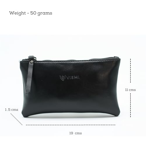 Image of VISMIINTREND Flat High Capacity Stationery Holder & Accessories Pouch - Large Pencil Case for School, College, Office, and Cosmetics, Black Pencil Case