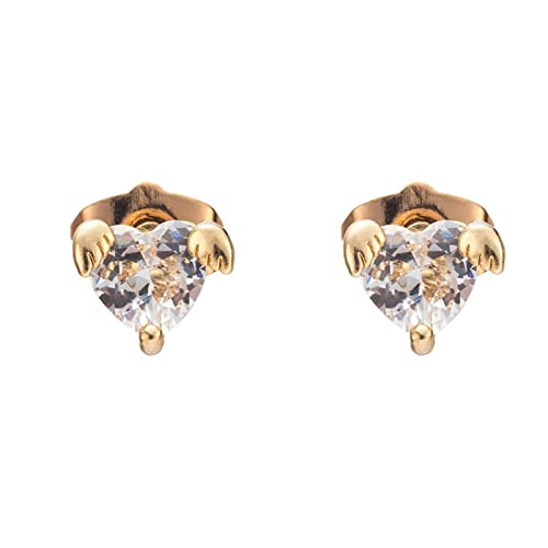 Pendientes de oro de 18k con ala de corazón de moissanita