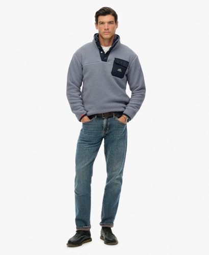 Fleece Sweatshirt With Snap Collar Superdry Fuji - 4
