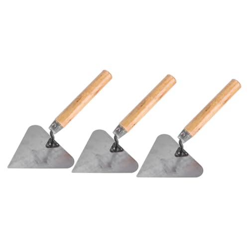 iplusmile Paleta Triangular de Acero Inoxidable para Albañil 3 Piezas Mango de Madera Llana para Mampostería Materiales y Trabajos de Bricolaje