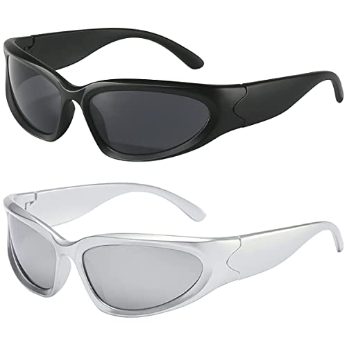 Dollger Trendy Wrap Around Lunettes de soleil Femmes Hommes Y2k Fashion Shades Lunettes de soleil futuristes ovales Cover