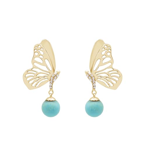 Boucles d'oreilles argent 925 pendantes d'exception avec turquoise