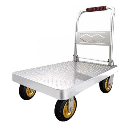 Carro de plataforma plegable, capacidad de 500 kg, compacto, 4 ruedas, carrito de transporte resistente para uso en interiores y exteriores (tamaño: 73 x 48 cm, carga máxima de 230 kg)