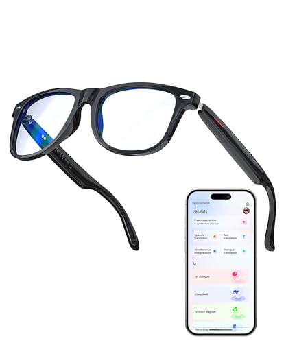 GLOSSIA Smart AI Glasses with Auto-On Wear Detection, Bluetooth Glasses for Men Women, Blue Light...