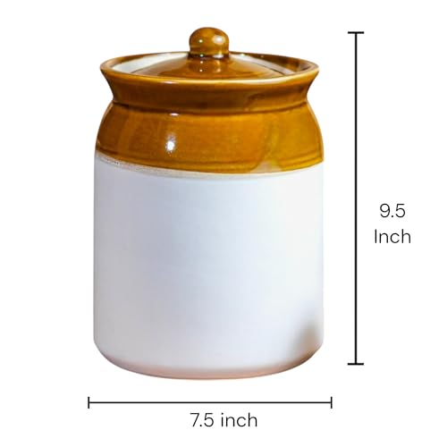Image of Ceramic 3 KG Achaar Jar - 3 L (3000 ml) Martban Pickle Container - Kitchen Storage for Pickle, Chutneys and Sauces - Durable, and Easy to Clean (3000 ml)