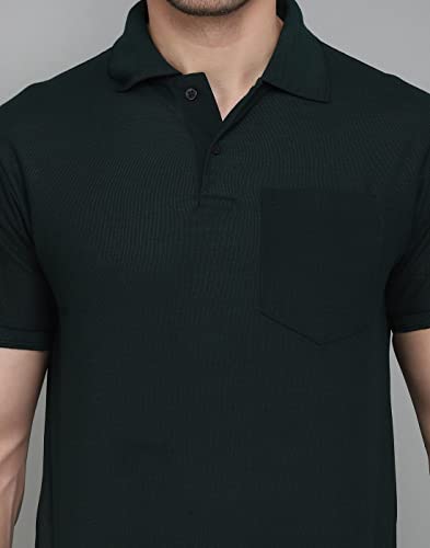 Image of INKKR Men's Polo Neck Half Sleeve Cotton Blend Regular Fit T-Shirt With Pocket